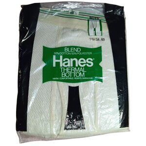 Vintage Boys Thermal Bottom Underwear Large Waffle Hanes Green Stripe NEW NIP